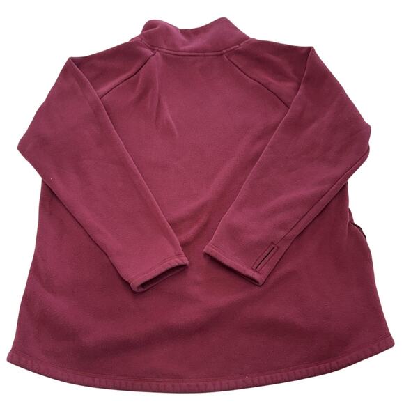 Athleta Pullover Fleece Womens 1X Plus Red Pink Cozy Karma Asym Quarter Zip - Picture 2 of 8